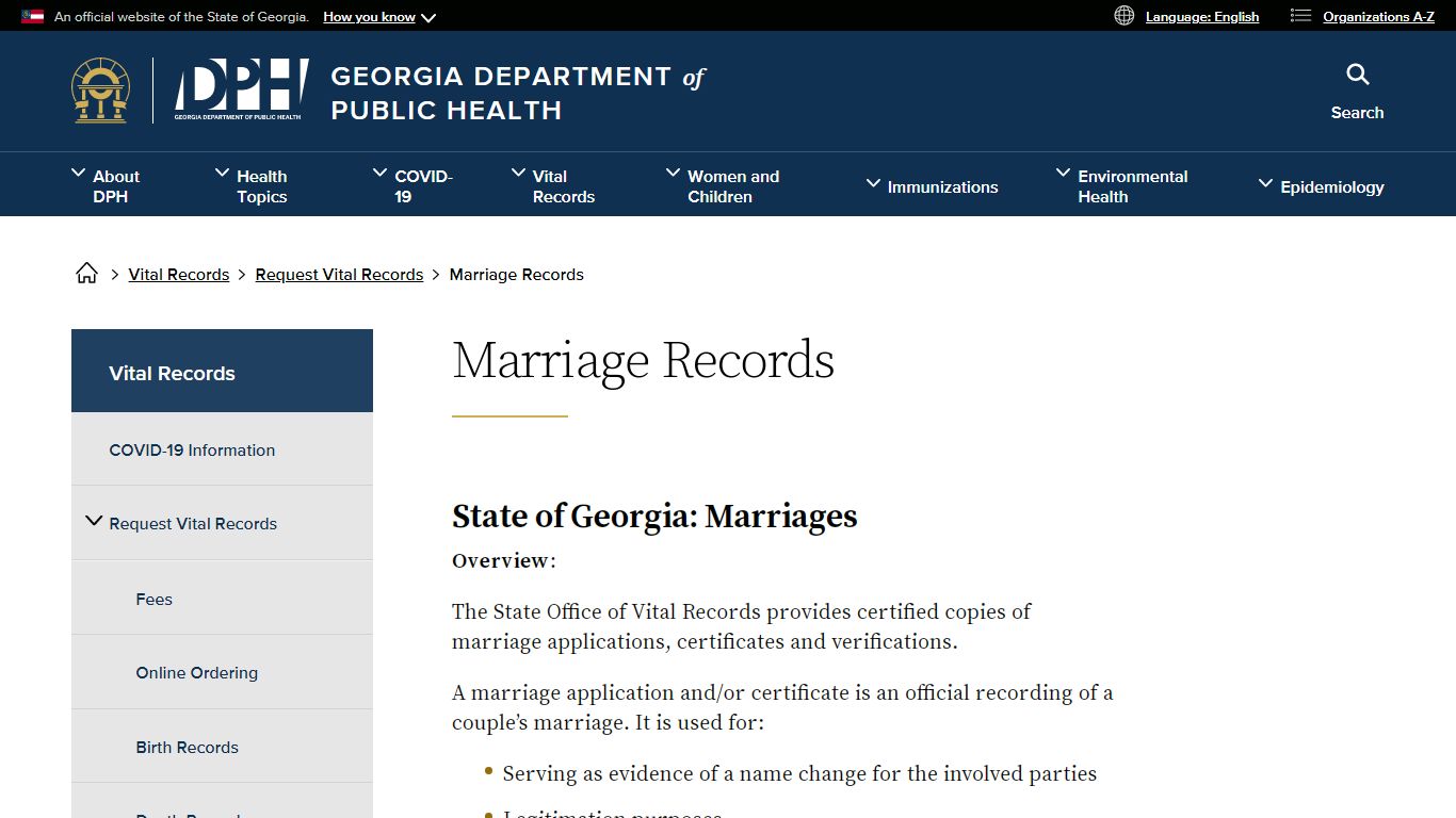 Marriage Records - Georgia Department of Public Health